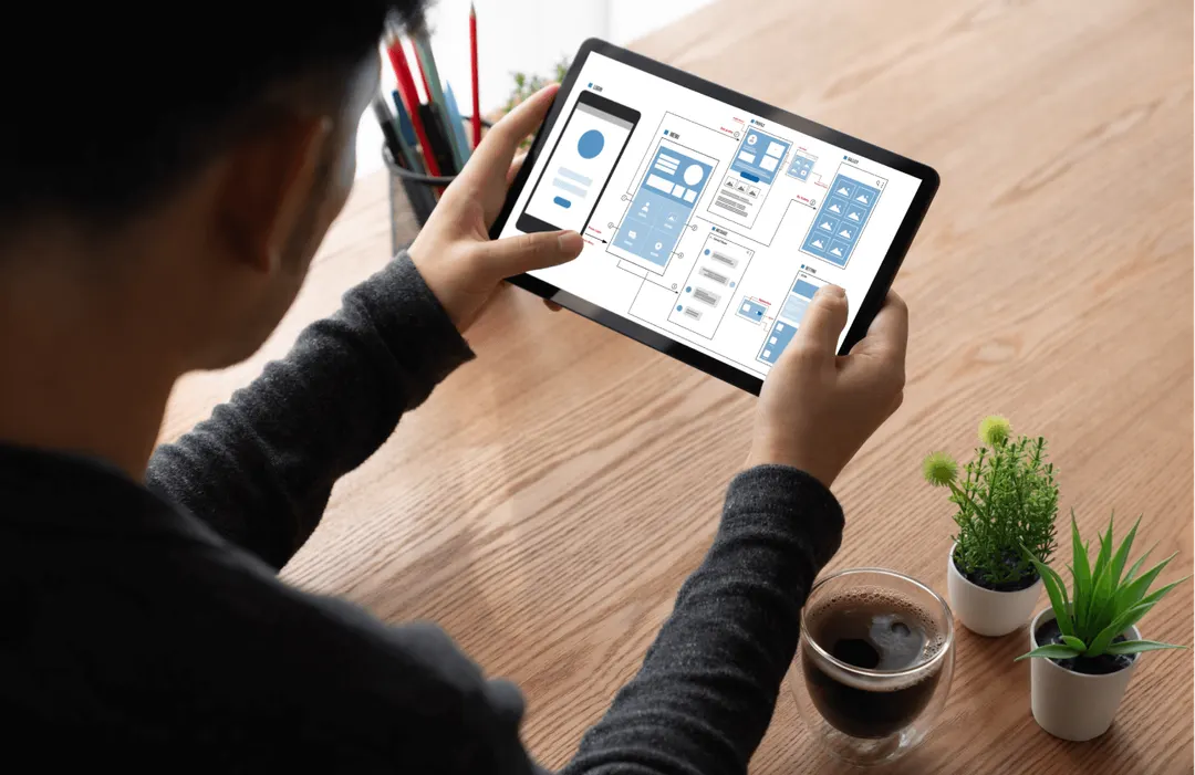 Tablet displaying enterprise productivity interface